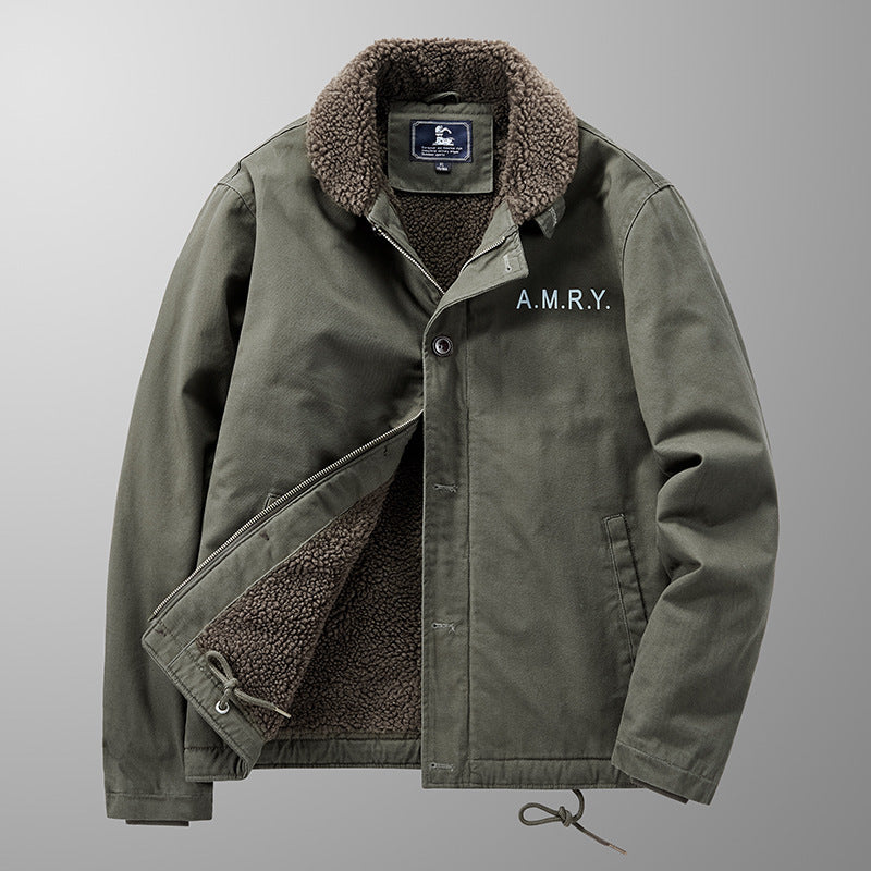 Herren Canvas-Arbeitsjacke mit Sherpa‑Futter, Thermo‑Innenlage und Kordelzugsaum Shop Nory