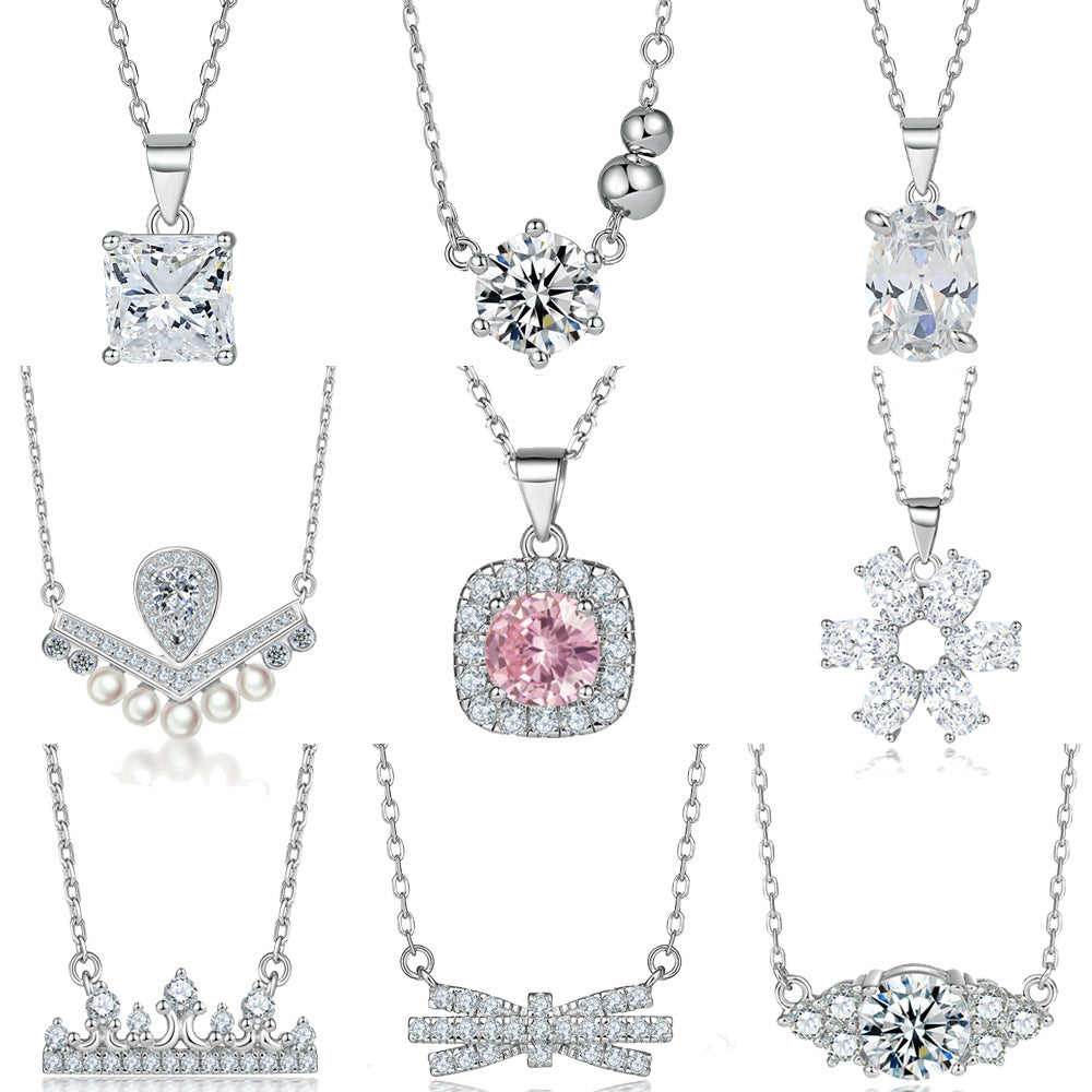 Damen Halskette mit herzförmigem Kronen-Anhänger und funkelndem Zirkonia-Besatz Shop Nory