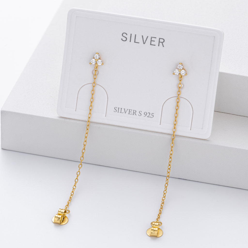 Damen Ohrhänger mit funkelndem Zirkon und eleganter Kette Shop Nory