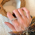 Damen Zart gefächerter Mehrschicht-Ring mit funkelnden Kristallen Shop Nory