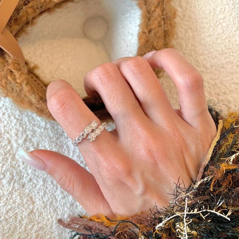 Damen Zart gefächerter Mehrschicht-Ring mit funkelnden Kristallen Shop Nory