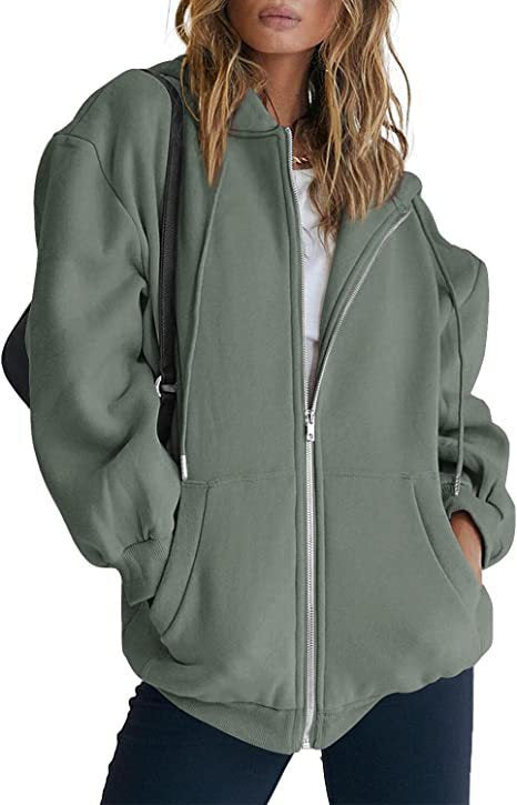 Damen nan übergroße Kapuzenjacke mit durchgehendem Reißverschluss und Kängurutaschen Shop Nory