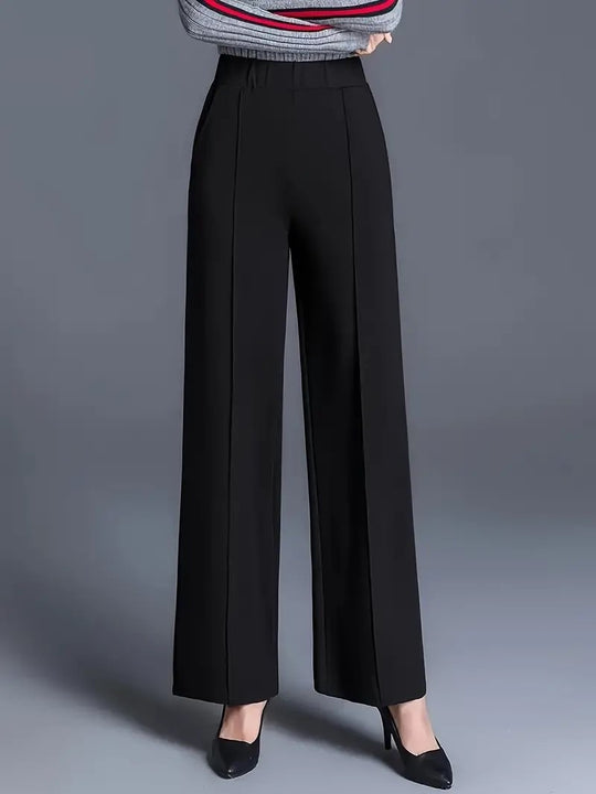 Damen Elegante hochtaillierte Palazzo-Hose mit Bügelfalte und weitem Bein Shop Nory