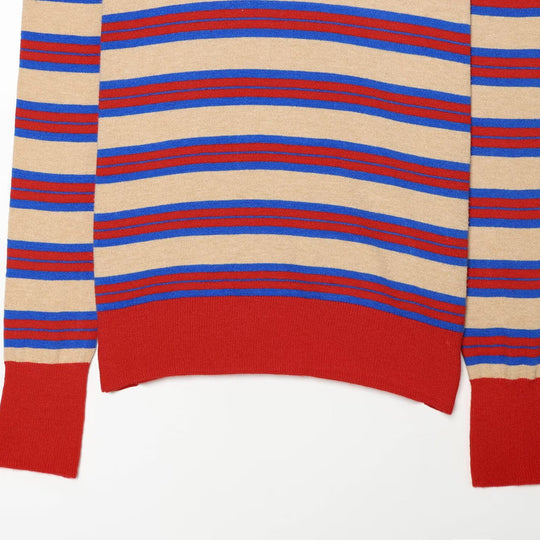 Damen Gestreifter Feinstrickpullover mit Rundhalsausschnitt und verlängerten Rippbündchen Shop Nory