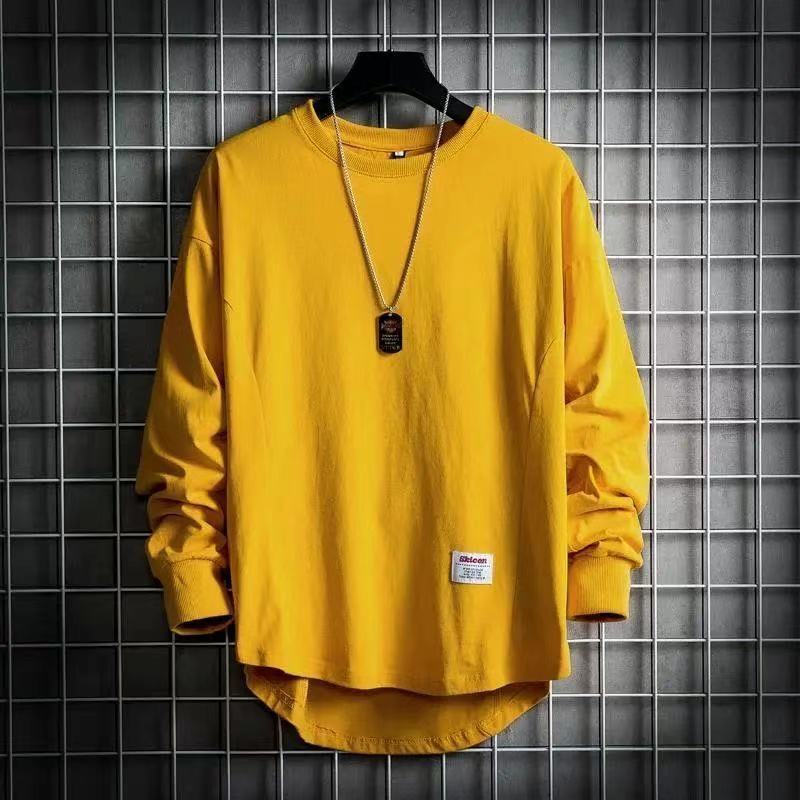 Herren weites Langarm-Sweatshirt mit verlängertem Rückensaum und aufgenähtem Label Shop Nory