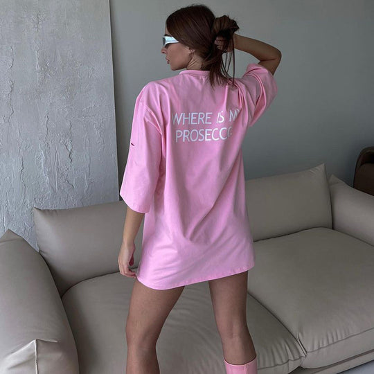 Damen oversized Longshirt mit Statement-Print, dreiviertelärmeln und lockerer Tunika-Silhouette Shop Nory