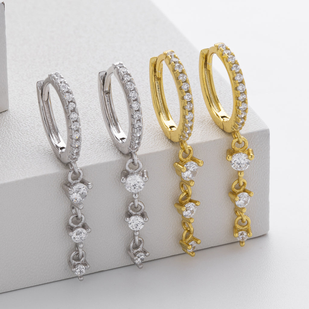 Damen Ohrhänger mit funkelnden Zirkonia aus hochwertigem 925 Sterlingsilber Shop Nory