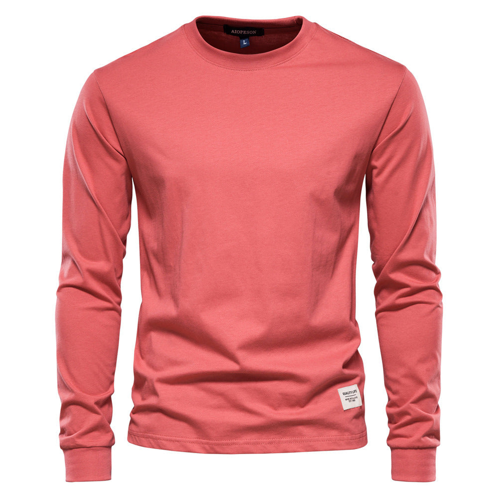 Herren nan klassisches langärmliges Baumwollshirt mit Rundhalsausschnitt und elastischen Bündchen