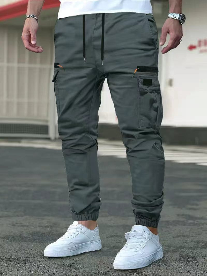 Herren Tapered Cargohose im Joggerstil mit Elastikbund, Tiefer Schritt‑Tasche & Reißverschlusstaschen Shop Nory