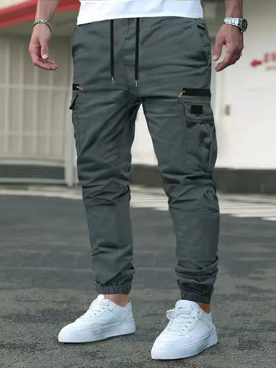 Herren Tapered Cargohose im Joggerstil mit Elastikbund, Tiefer Schritt‑Tasche & Reißverschlusstaschen Shop Nory