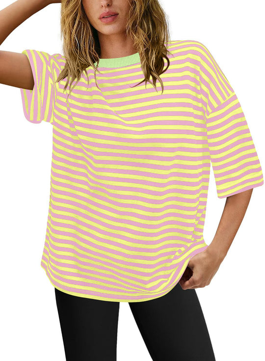 Damen Übergrößen T-Shirt mit Streifenmuster