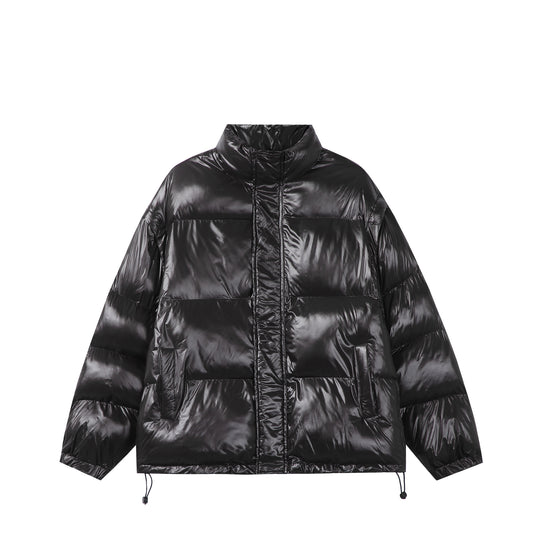 Unisex Glänzende Boxy‑Wattierte Oversize‑Pufferjacke mit hohem Stehkragen Shop Nory