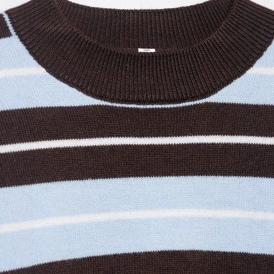 Damen Oversize-Streifenpullover mit überschnittenen Schultern und Ballonärmeln Shop Nory