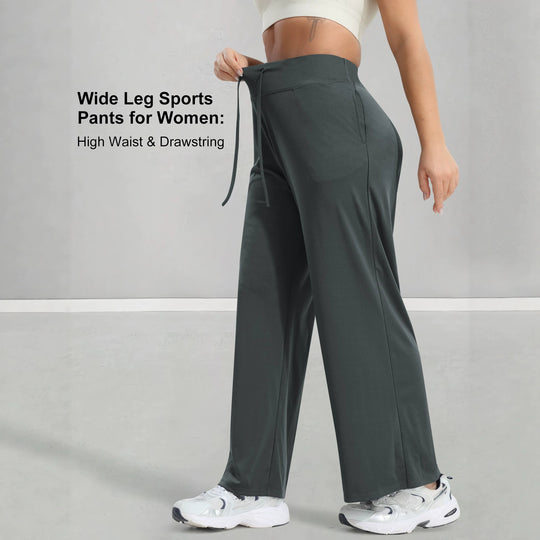Damen Jogginghose mit hohem Bund, weitem Bein, Kordelzug und Seitentaschen Shopy Nory