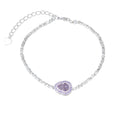 Damen Armband mit herzförmigem Amethyst-Anhänger und funkelnden Kristallelementen Shop Nory