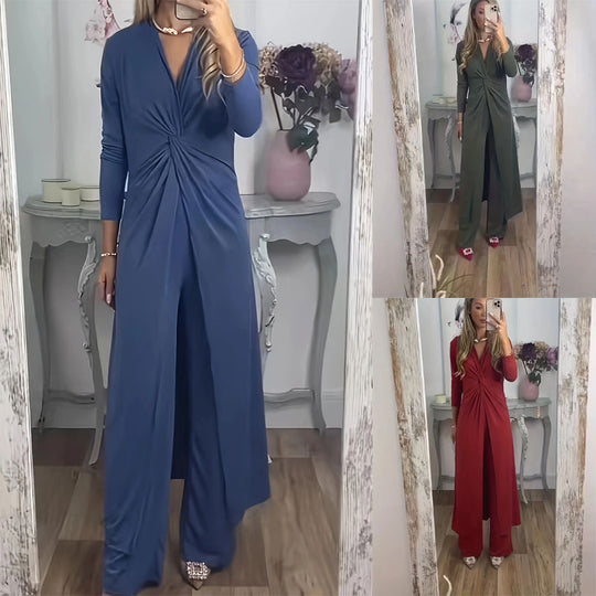 Damen Maxikleid mit V-Ausschnitt, Knotendetail und Animal-Print Shop Nory