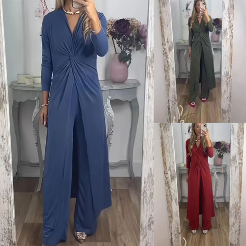 Damen Maxikleid mit V-Ausschnitt, Knotendetail und Animal-Print Shop Nory
