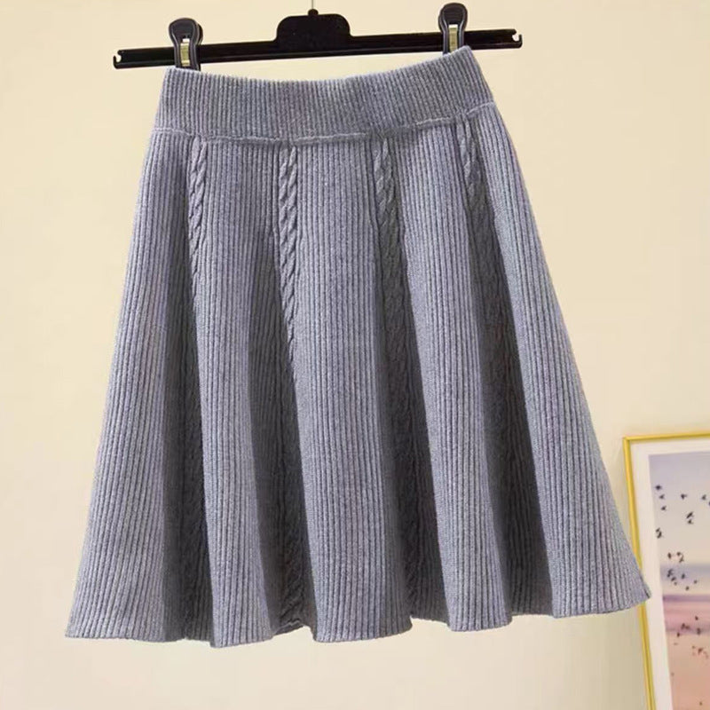 Damen Wadenlanger Strickrock mit Zopfmuster Shop Nory