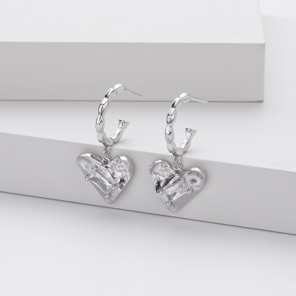 Damen Ohrhänger mit herzförmigem Zirkon-Anhänger aus hochwertigem 925 Sterling Silber Shop Nory