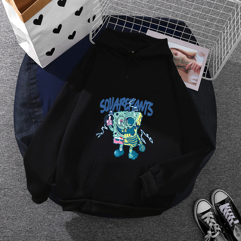 Damen nan weicher Oversize-Kapuzenpullover mit kawaii Pilzfrosch-Print, Kängurutasche und gerippten Bündchen Shop Nory