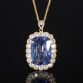 Kissen-Schliff Halo Anhänger Halskette mit Mikro-Pavé Cubic Zirconia und vergoldeter Rope-Kette