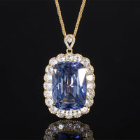Gold Weißplattierter Blauer Anhänger mit Chopin Kette