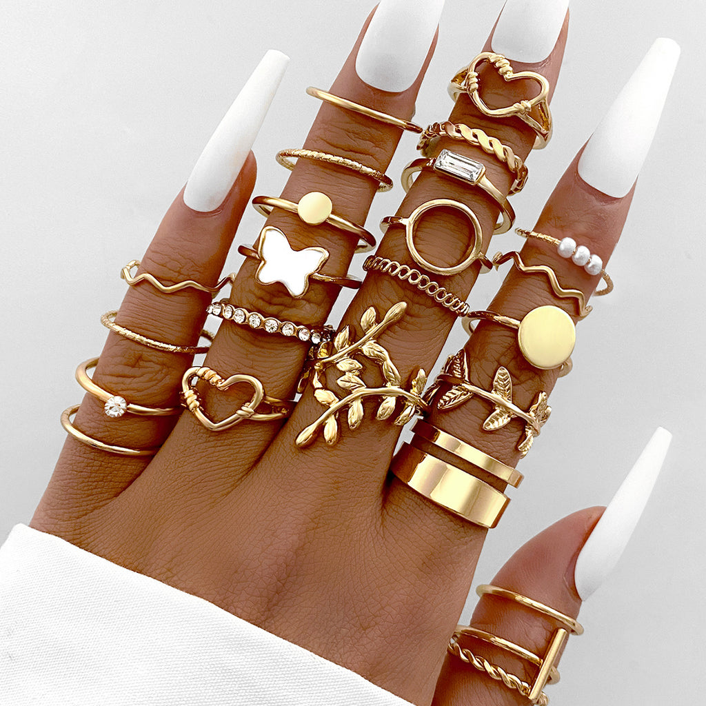 Damen Ring-Set mit kreativen Designs und funkelnden Elementen Shop Nory