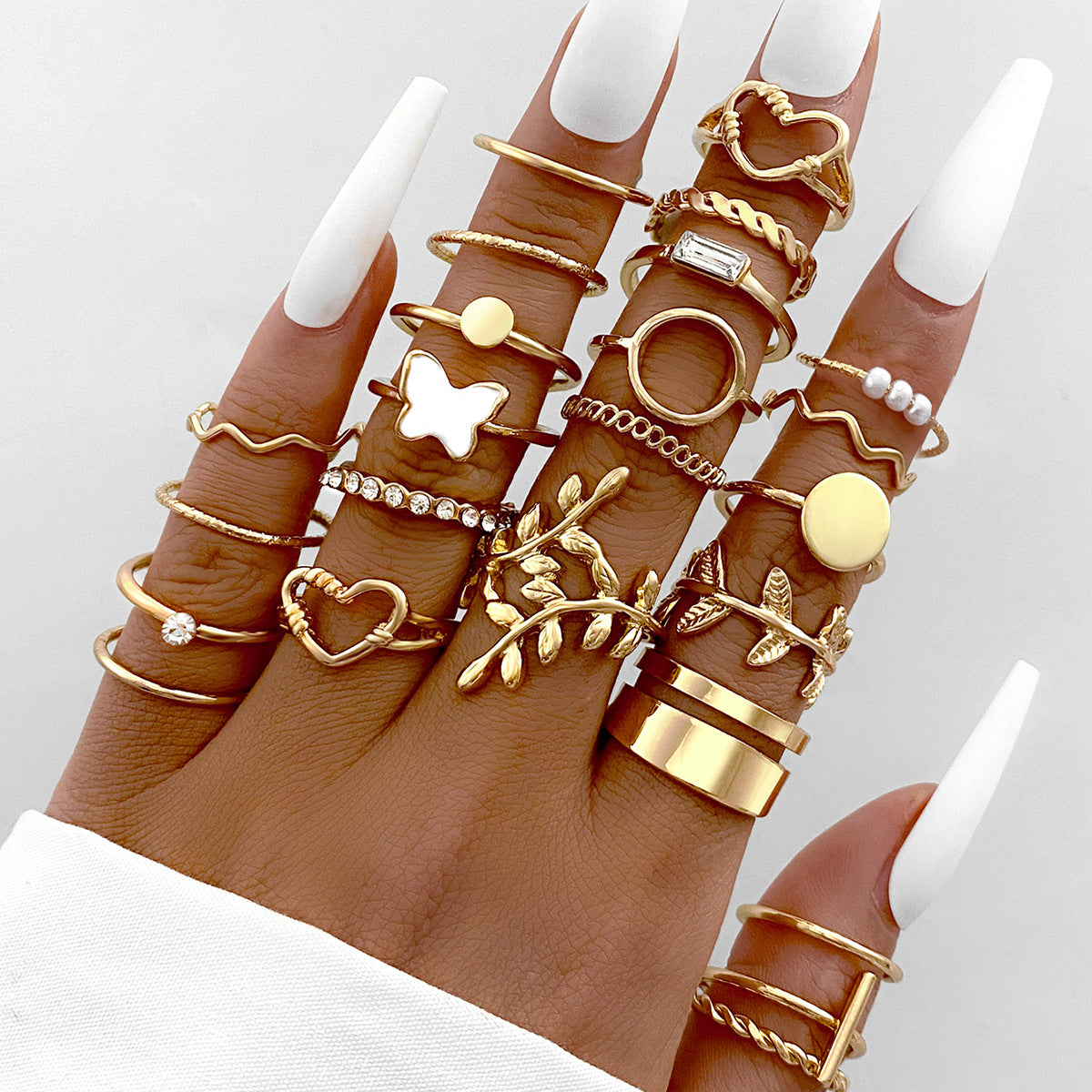 Damen Ring-Set mit kreativen Designs und funkelnden Elementen Shop Nory
