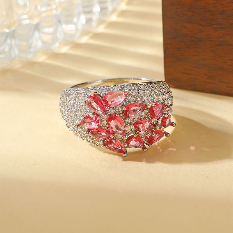 Damen Funkelnder Statement-Ring mit kunstvollen Zirkonia und lebhaften Edelsteinen Shop Nory