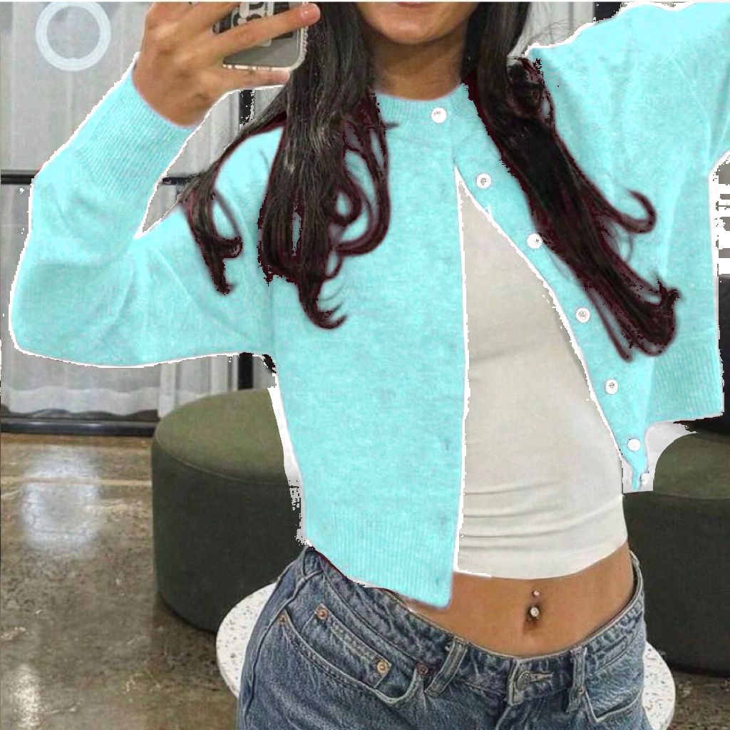 Damen Kurzgeschnittener Knopf-Cardigan im Cropped-Stil mit Rundhalsausschnitt Shop Nory