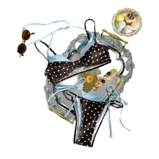 Damen-Bikini-Set mit modernen Punkten und verstellbaren Trägern