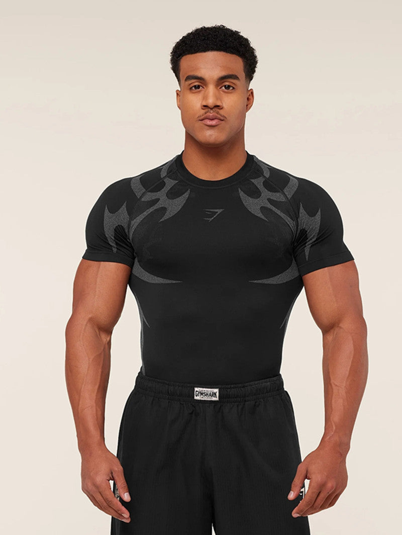Herren nan nahtloses formgShopnoryendes Funktionsshirt mit Kompressionseffekt und ergonomischen Muskelzonen