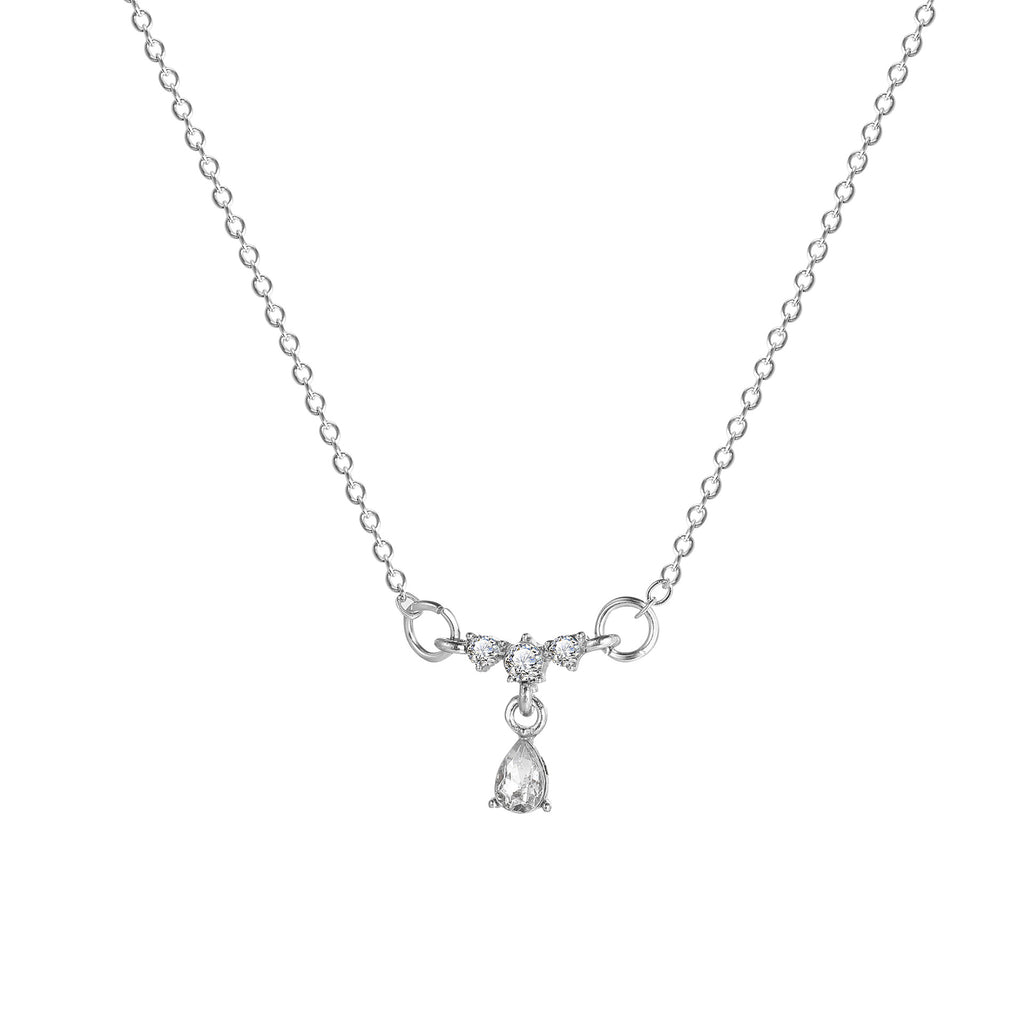 Damen elegante Halskette mit funkelndem Tropfenanhänger und zarten Kristallakzenten Shop Nory