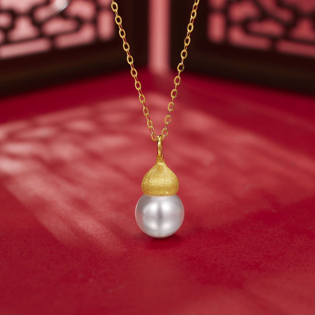 Damen elegante Halskette mit einzigartigem Perlenanhänger und goldener Detailverarbeitung Shop Nory