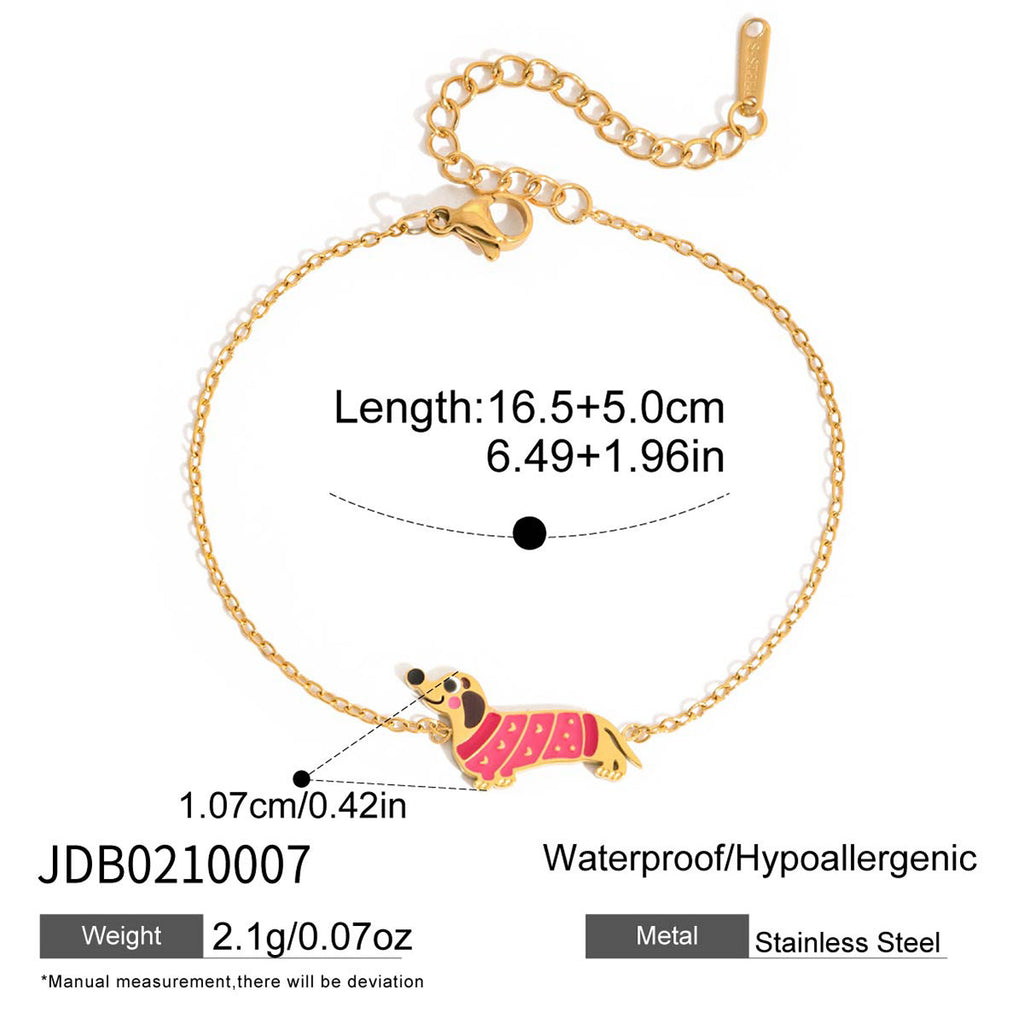 Damen Armband mit verspieltem Dackel-Motiv aus hypoallergenem Edelstahl Shop Nory