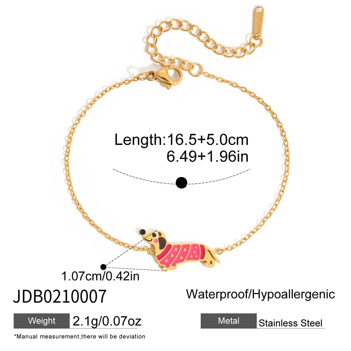 Damen Armband mit verspieltem Dackel-Motiv aus hypoallergenem Edelstahl Shop Nory