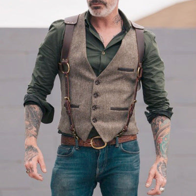 Herren elegante Anzugweste mit Kontrastdetails