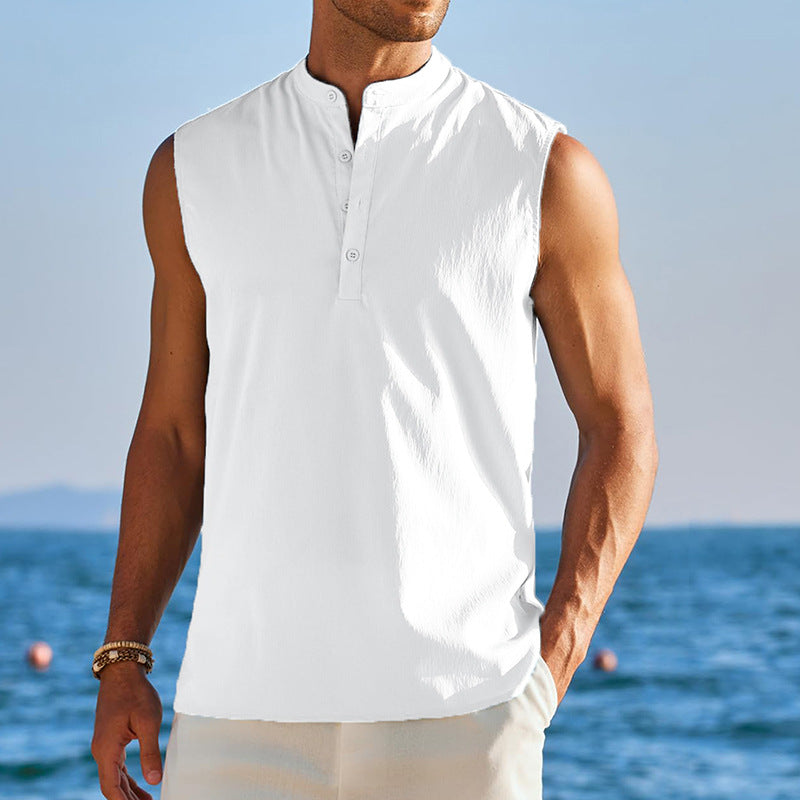 Herren Ärmelloses Henley-Shirt aus atmungsaktivem und leichtem Material