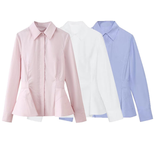 Damen Taillierter Kurzblazer im Peplum‑Schnitt mit Hemdkragen Shop Nory