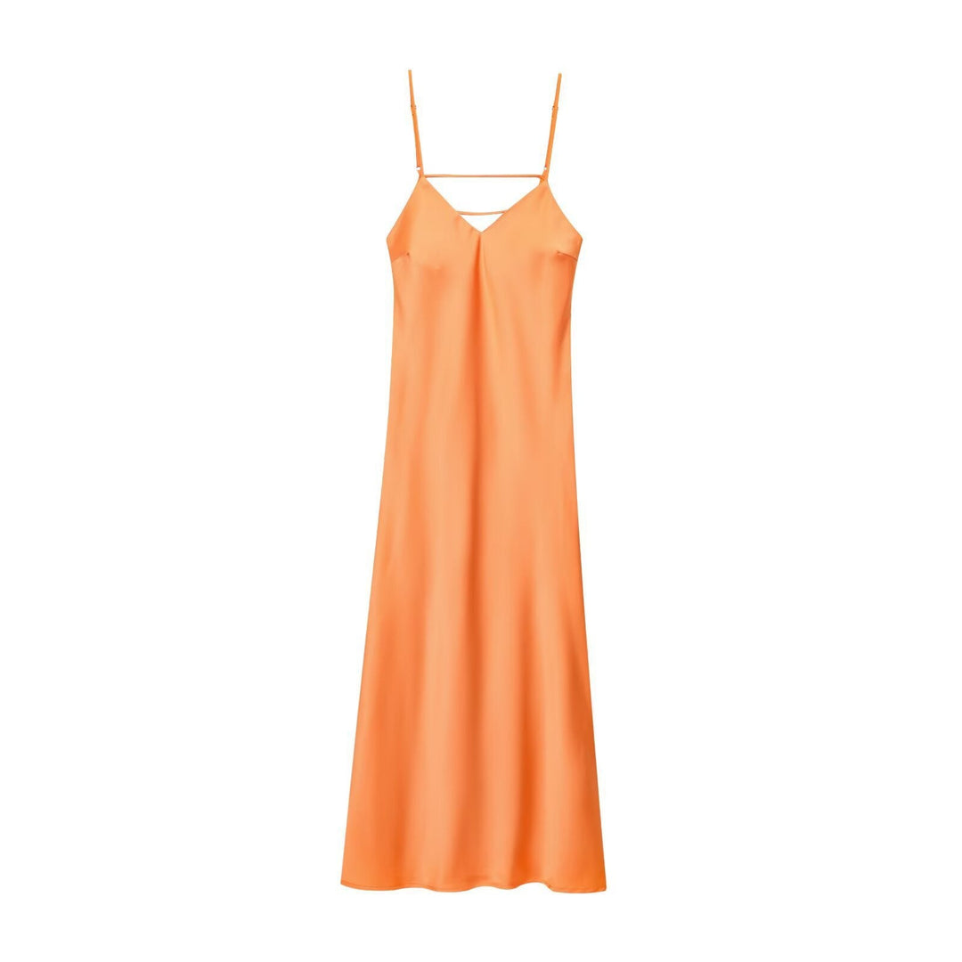 Damen Sommerliches Spaghettiträgerkleid mit schmeichelndem Schnitt und fließendem Stoff