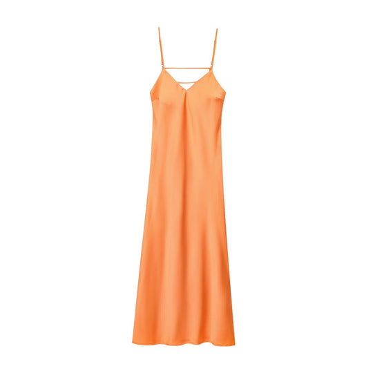 Damen Sommerliches Spaghettiträgerkleid mit schmeichelndem Schnitt und fließendem Stoff
