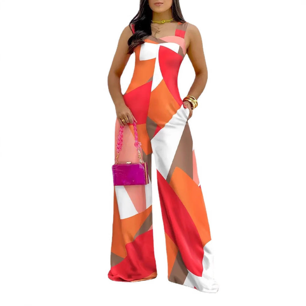Damen Jumpsuit mit floralem Muster und weitem Bein