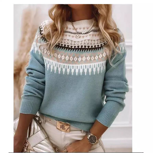 Damen nan Norwegerpullover aus Wollmix mit Rundhalsausschnitt und traditionellem Fair-Isle-Yoke Shop Nory