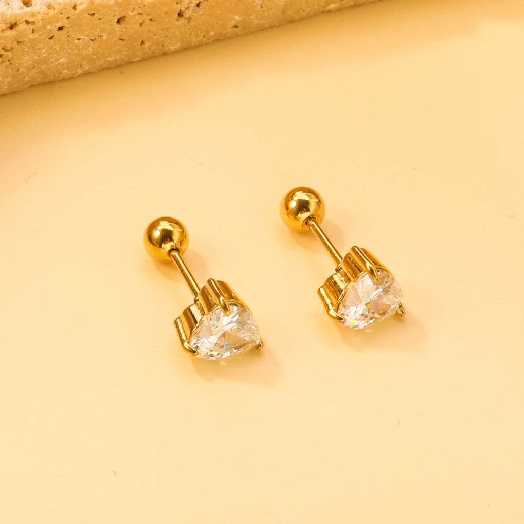Damen Herzförmige Ohrstecker mit funkelnden Kristallen Shop Nory