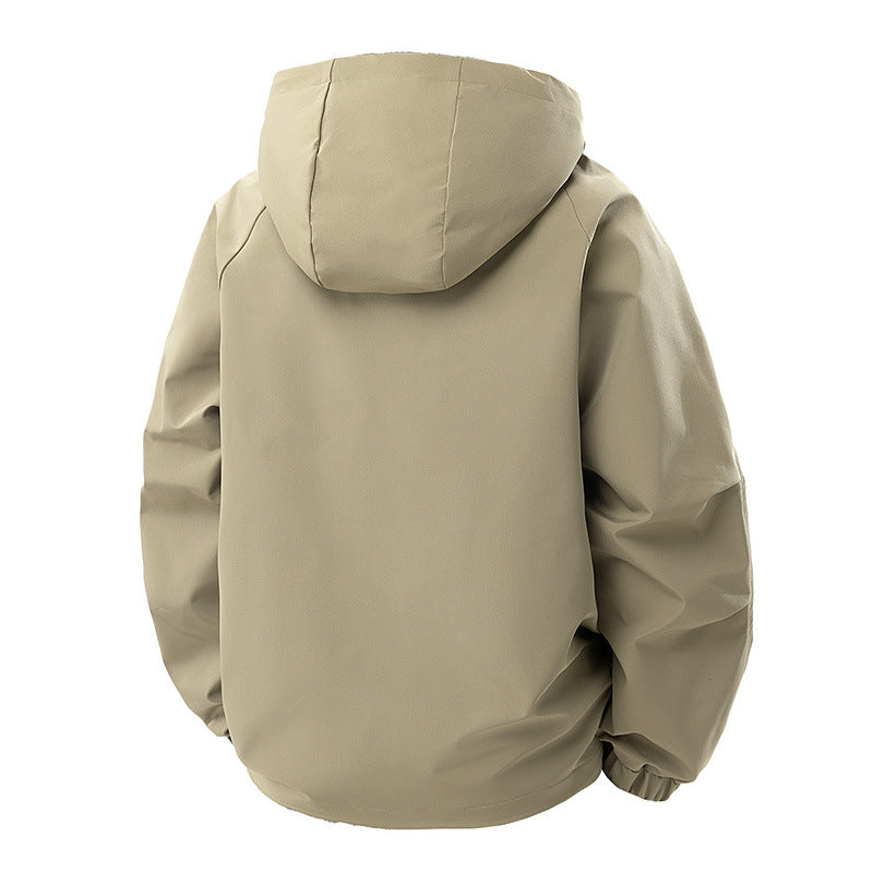 Herren Minimalistischer Tech-Softshell-Parka mit Kapuze, verdecktem Reißverschluss und Cargo-Brusttaschen Shop Nory