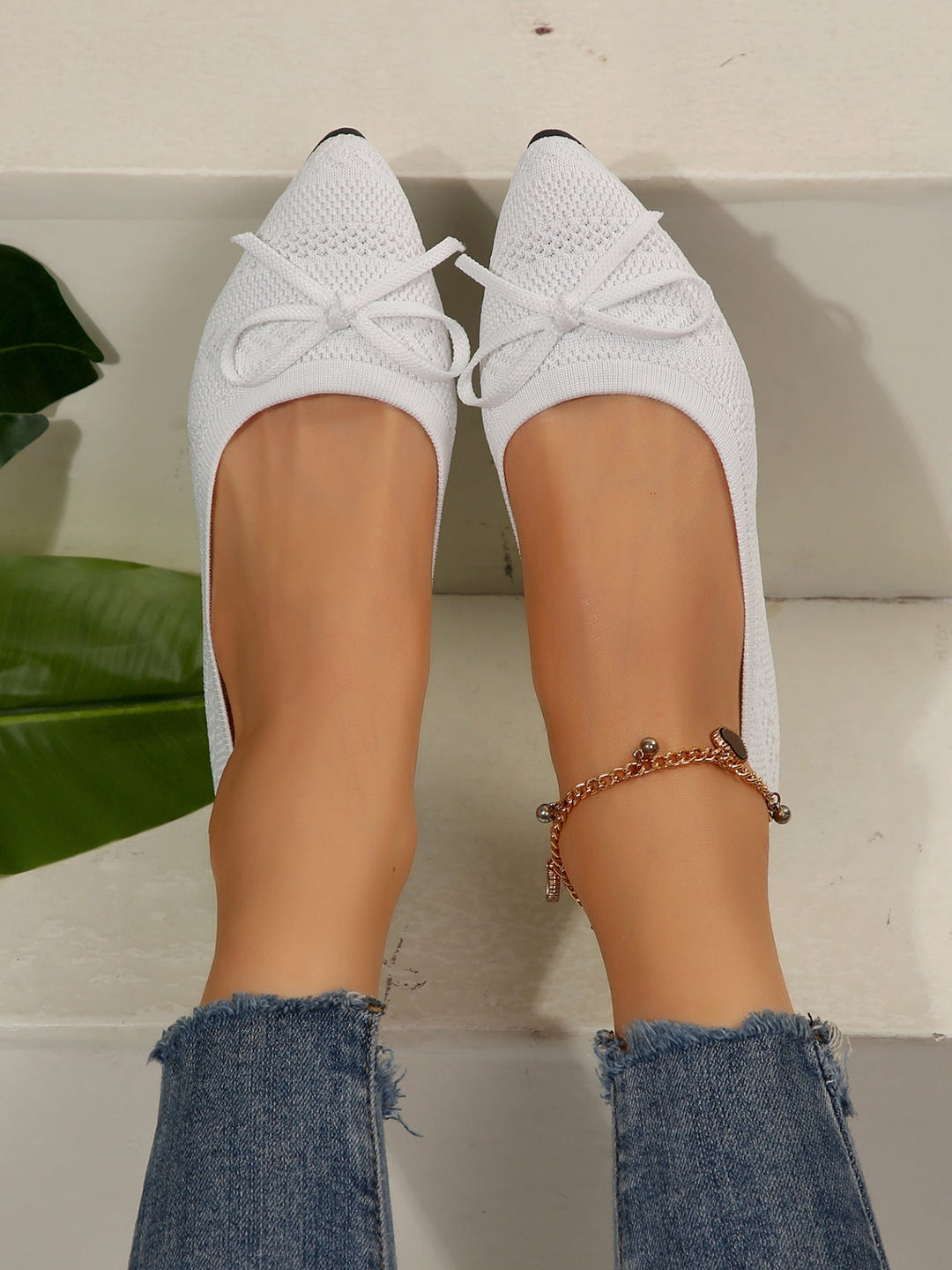 Damen elegante Ballerinas mit stylischem Schleifen-Detail aus atmungsaktivem GewShopnorye Shopnory