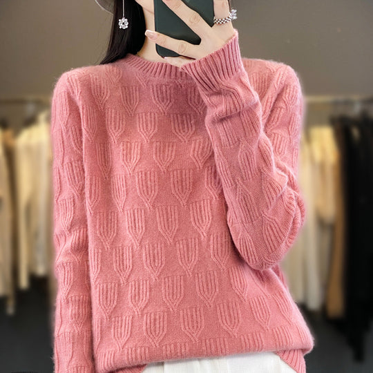 Damen Weicher Mohair‑Look Rundhalspullover mit erhabener Tulpenstruktur Shop Nory