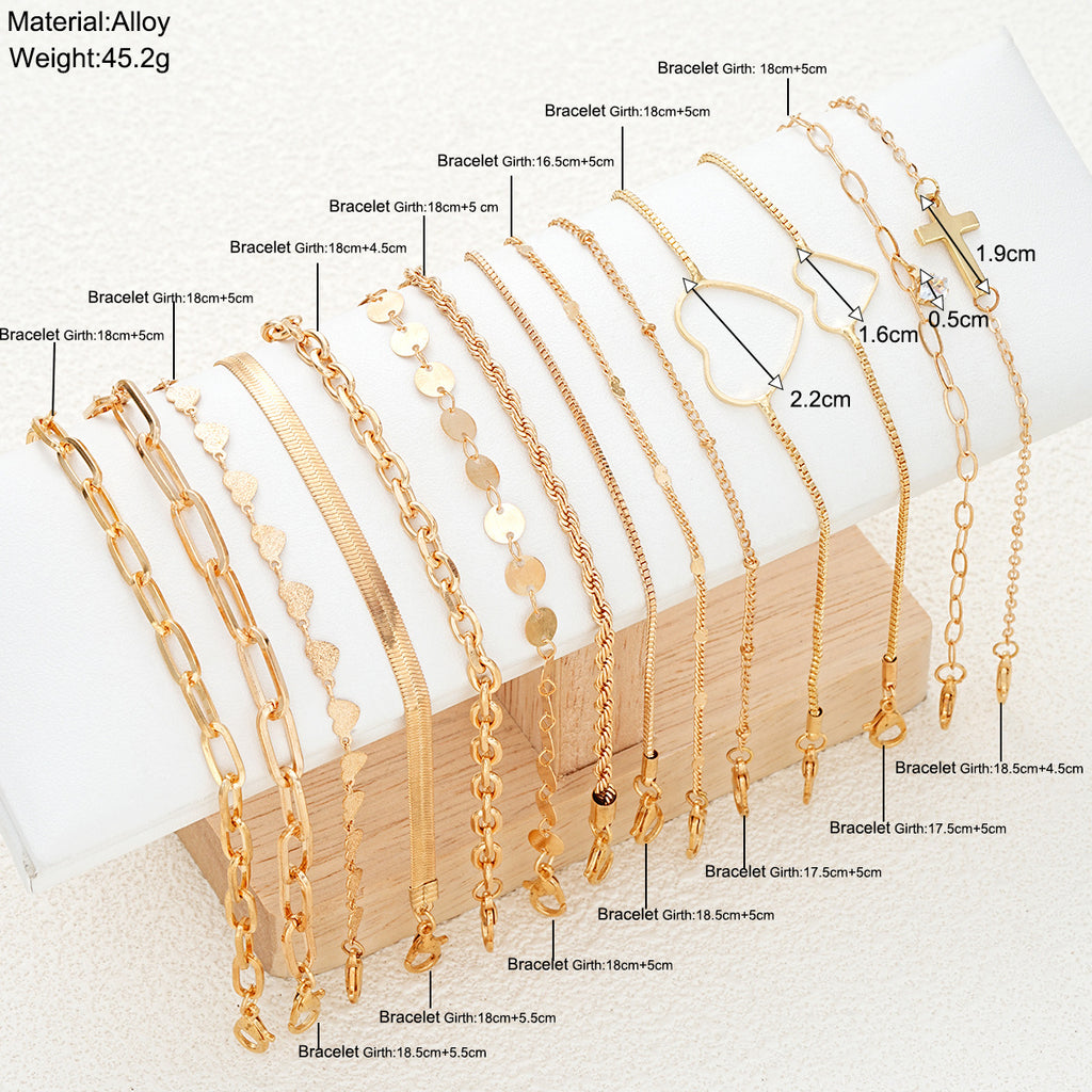 Damen Armband-Kombination mit modischen Herz- und Kreuzdesigns Shop Nory