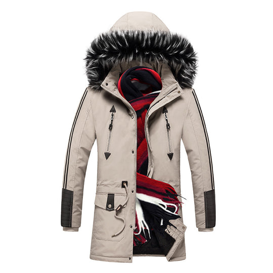 Herren langer Winterparka mit Kunstfellkapuze, wattierter Thermoisolierung und multifunktionalen Taschen Shop Nory