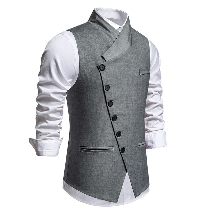 Herren asymmetrische doppelreihige Anzugweste mit schräger Knopfleiste und taillierter Silhouette Shop Nory